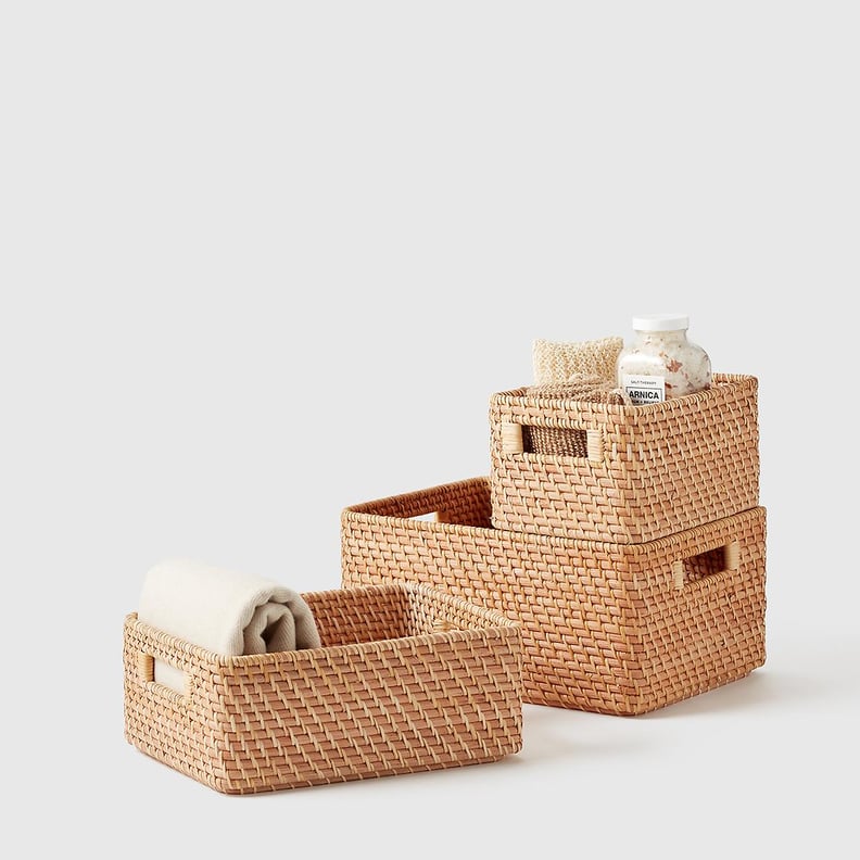 Marie Kondo Ori Rattan Honey Natural Curved Bins