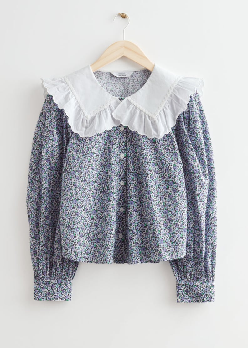& Other Stories Printed Statement Collar Blouse