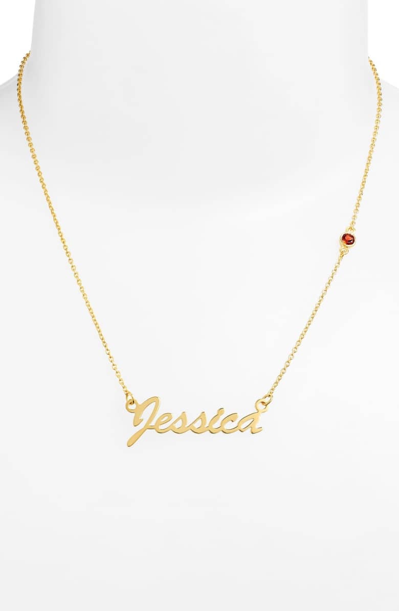 Argento Vivo Birthstone & Personalized Nameplate Pendant Necklace