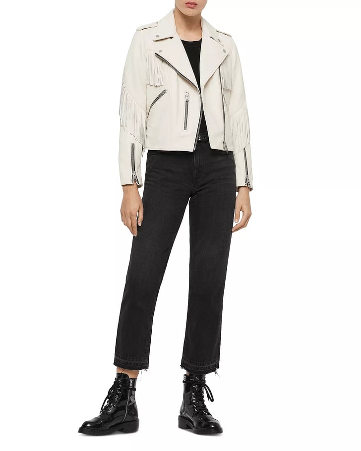 ALLSAINTS X FringeTrim Leather Biker Jacket How to Wear a Fringe