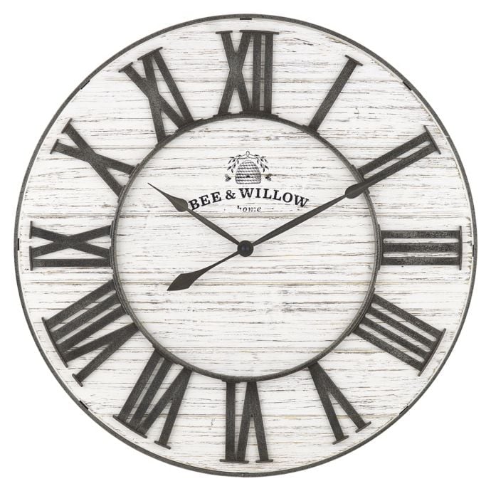 White Wash Wall Clock