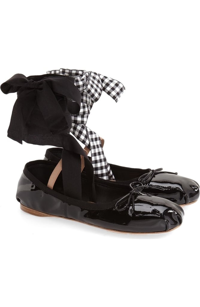 miu miu lace up ballet flats