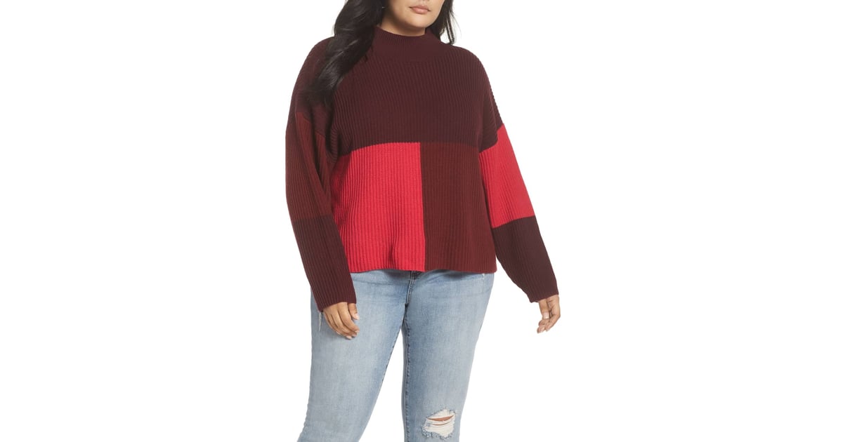 Bp mock on sale neck colorblock sweater