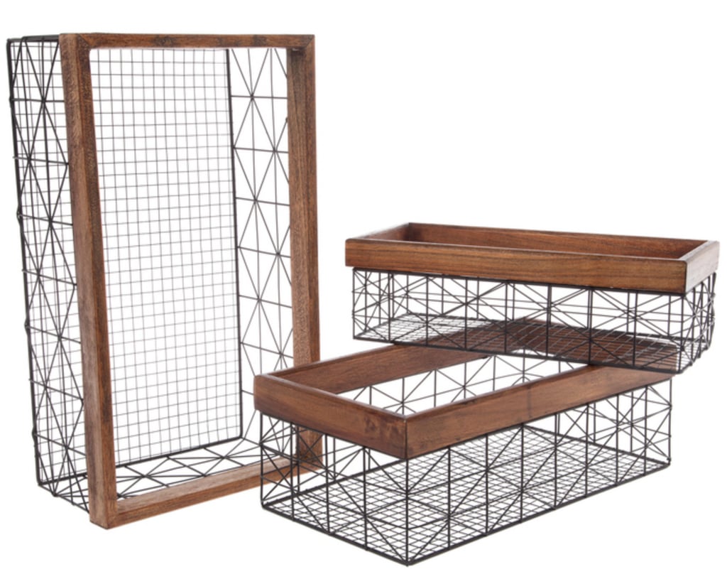 Small-Space Blanket Storage Ideas: Hobby Lobby Black Geometric Rectangle Metal Basket Set