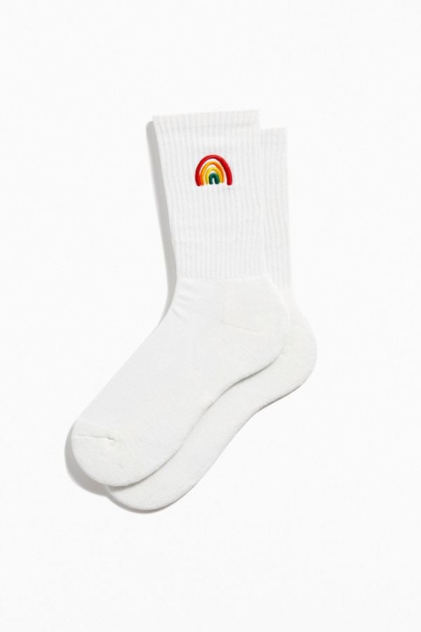 Urban Outfitters Embroidered Rainbow Sport Sock