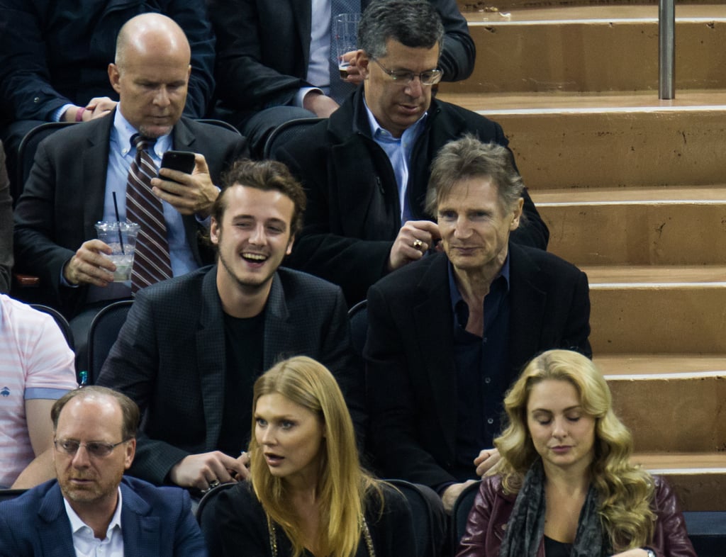 Liam Neeson and Sons at Hockey Game March 2016
