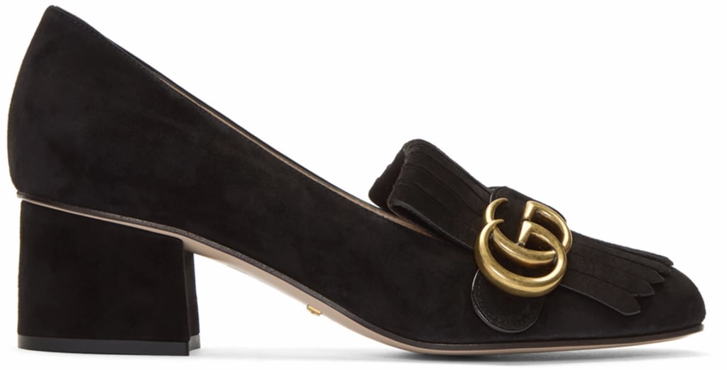 Our Pick: Gucci Black Suede GG Marmont Loafer Heels