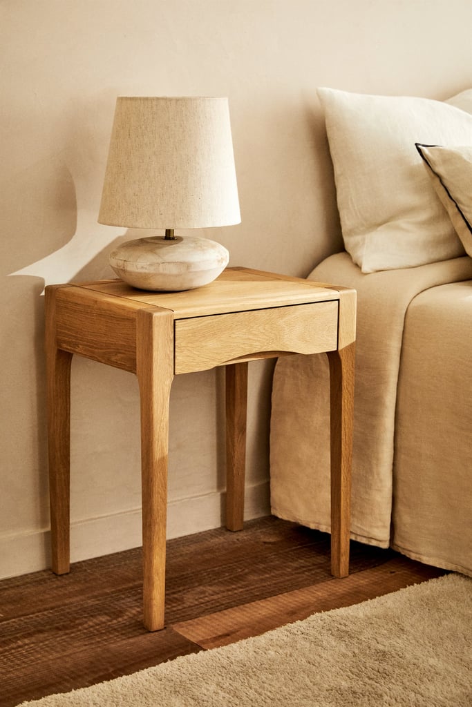 A Wooden Nightstand: Zara Oak Bedside Table With Drawer