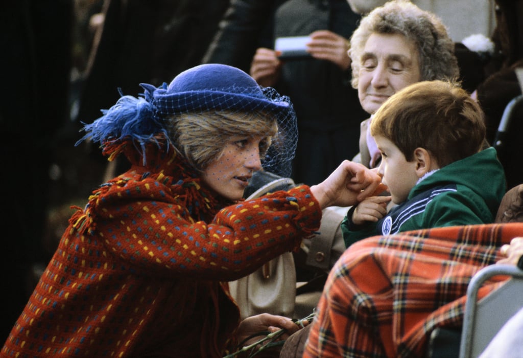Diana sweetly wiped a boy's cheek during a royal appearance.