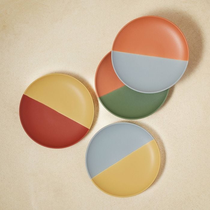 Color-Blocked Brilliance: Stoneware Two-Tone Appetizer Plates