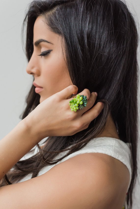 Succulent Oval Statement Ring