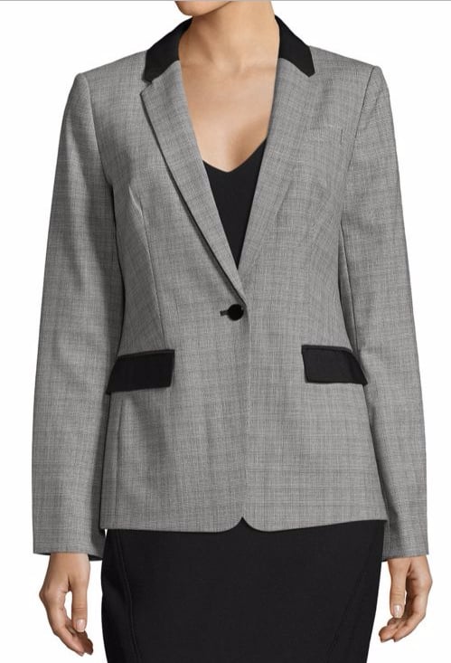 Calvin Klein Glen Plaid One-Button Blazer