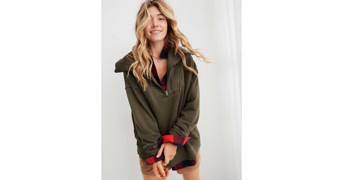 Buy Aerie Down-To-Earth Quarter Zip Sweatshirt online