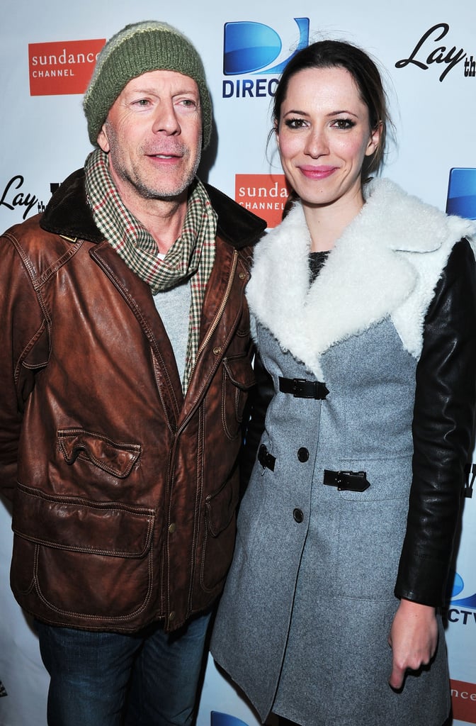 Costars Bruce Willis and Rebecca Hall promoted their film Lay the Favorite at Sundance in 2012.