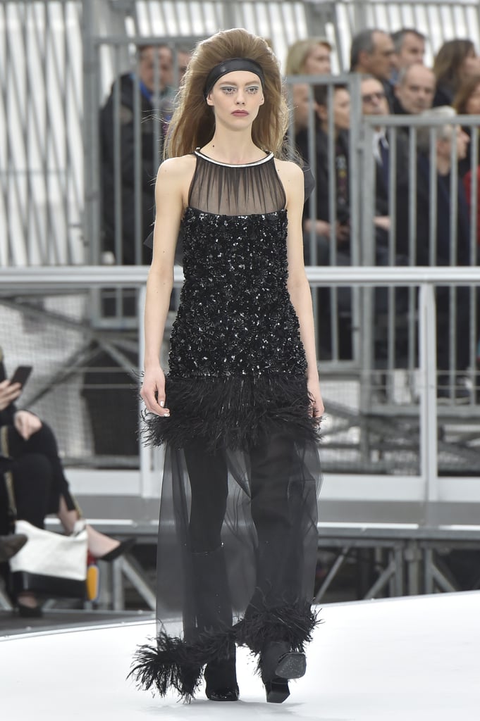 Kirsten proves that not only is Chanel the right red carpet brand for her, black is her color. We'd love to see her in this duster dress with a sheer skirt from the Fall 2017 collection.