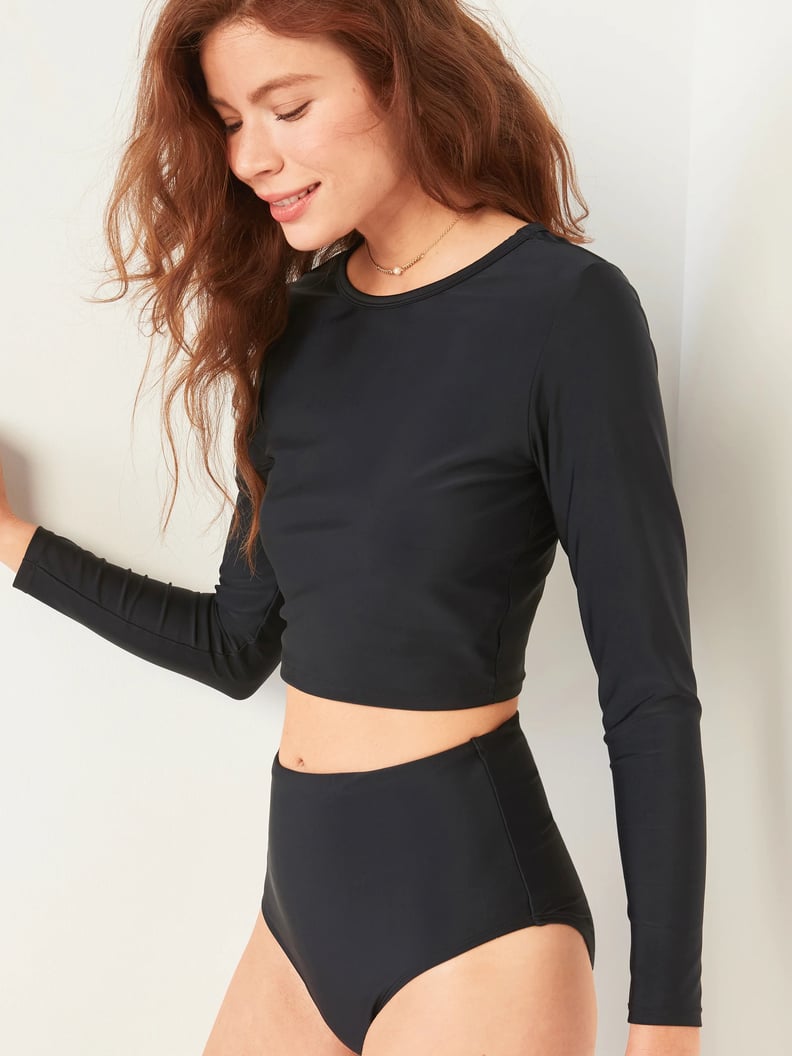 Old Navy Cropped Long-Sleeve Rashguard Swim Top