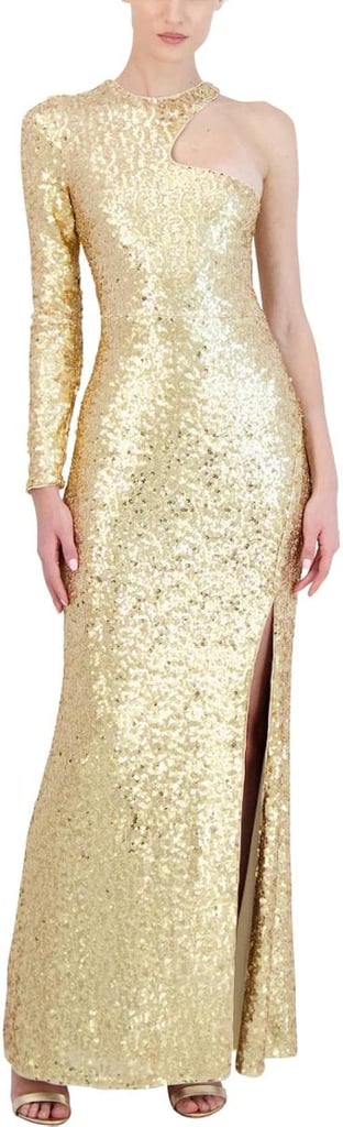 BCBGMAXAZRIA Fit and Flare Floor Length Sequin Evening Gown