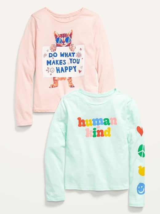 Old Navy Long-Sleeve Holiday Graphic T-Shirt 2-Pack for Girls