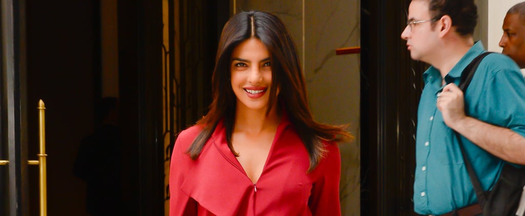 Priyanka Chopra Red Leather Skirt 2018