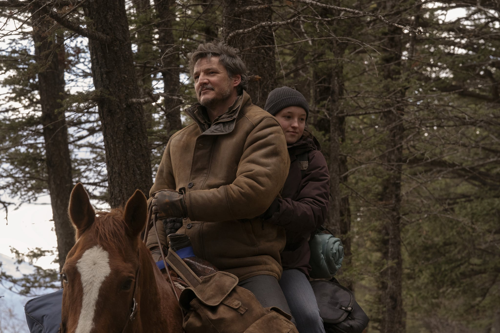 Pedro Pascal and Bella Ramsey in The Last of Us