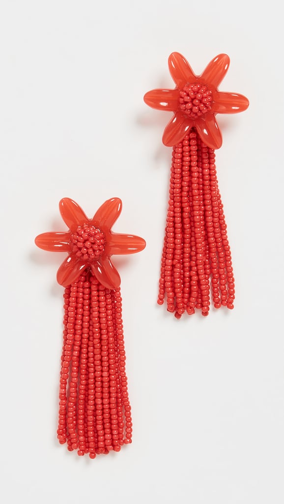 Madewell Beaded Tassel Flower Earrings