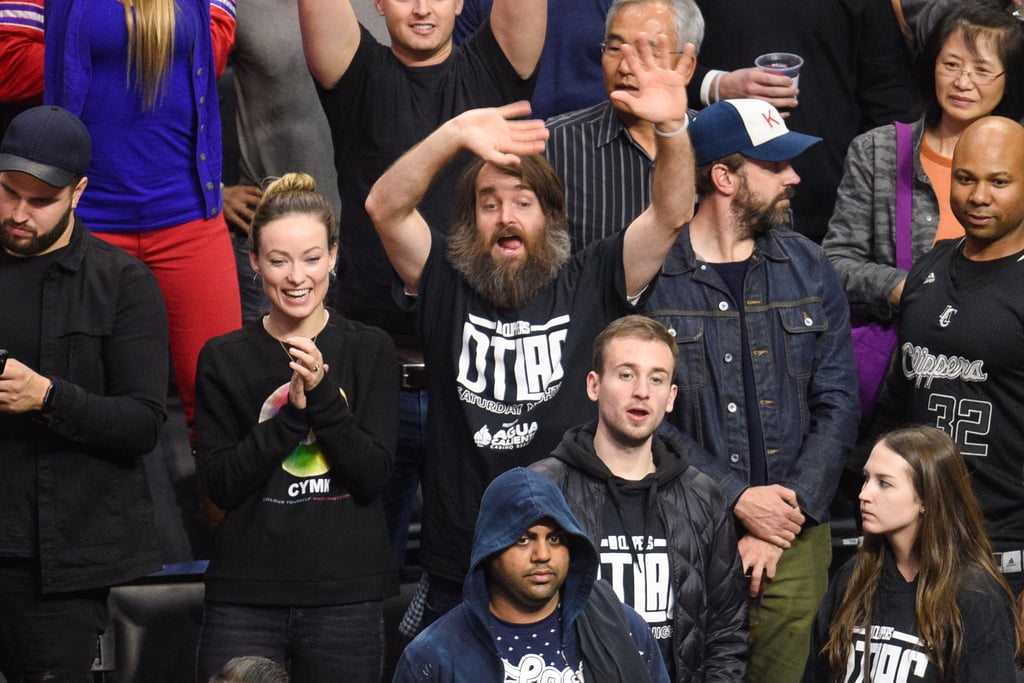 Olivia Wilde, Jason Sudeikis, and Will Forte Clippers Game