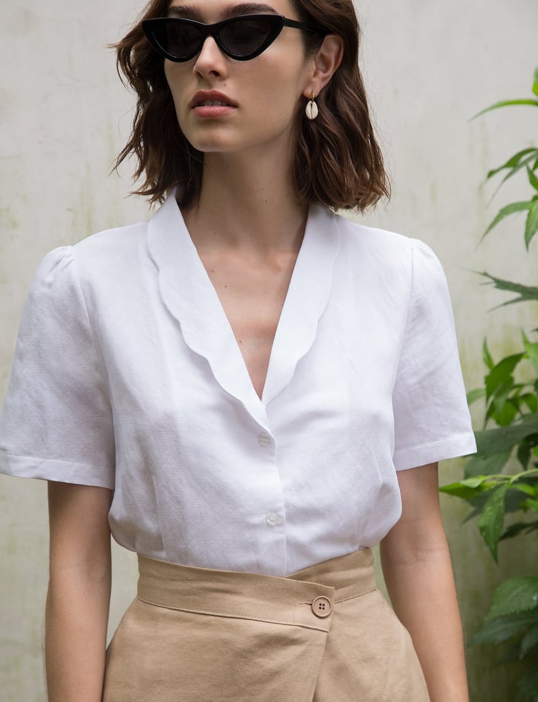 Pixie Market Scalloped Collar Linen Shirt | Shorts Outfits | POPSUGAR ...