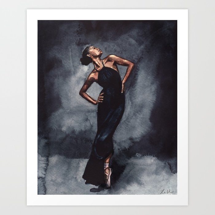 Misty Copeland Ballerina Dancer in Black Dress Vogue Art Print