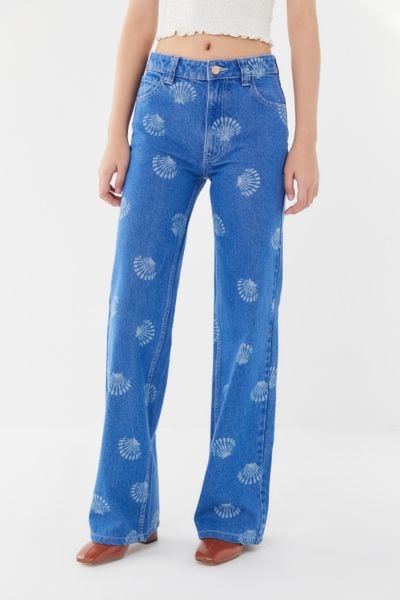 UO Clare Seashell Printed Flare Jean