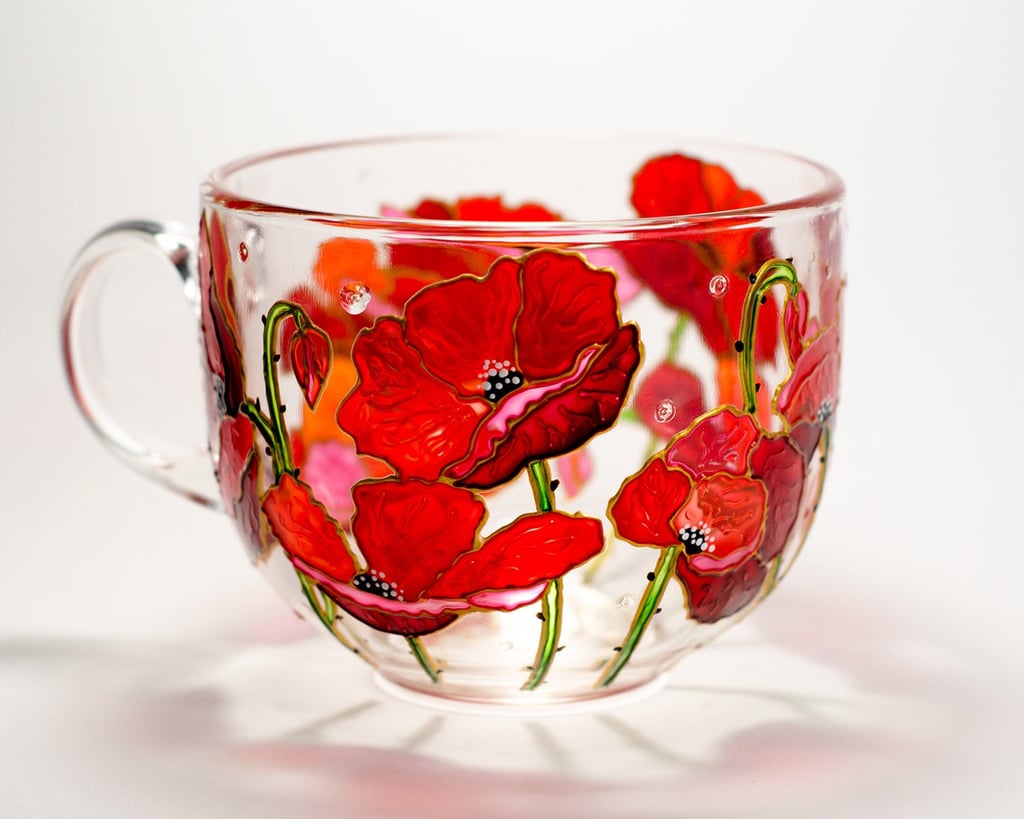 A Decorative Mug: Personalized Red Poppies and Wildflowers Mug