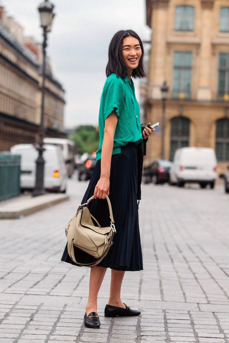 How to Style Gucci Loafers With a Skirt