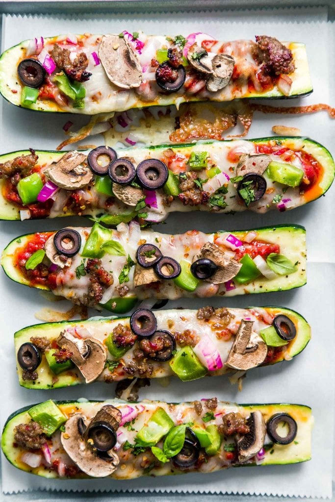 30-Minute Zucchini Pizza Boats