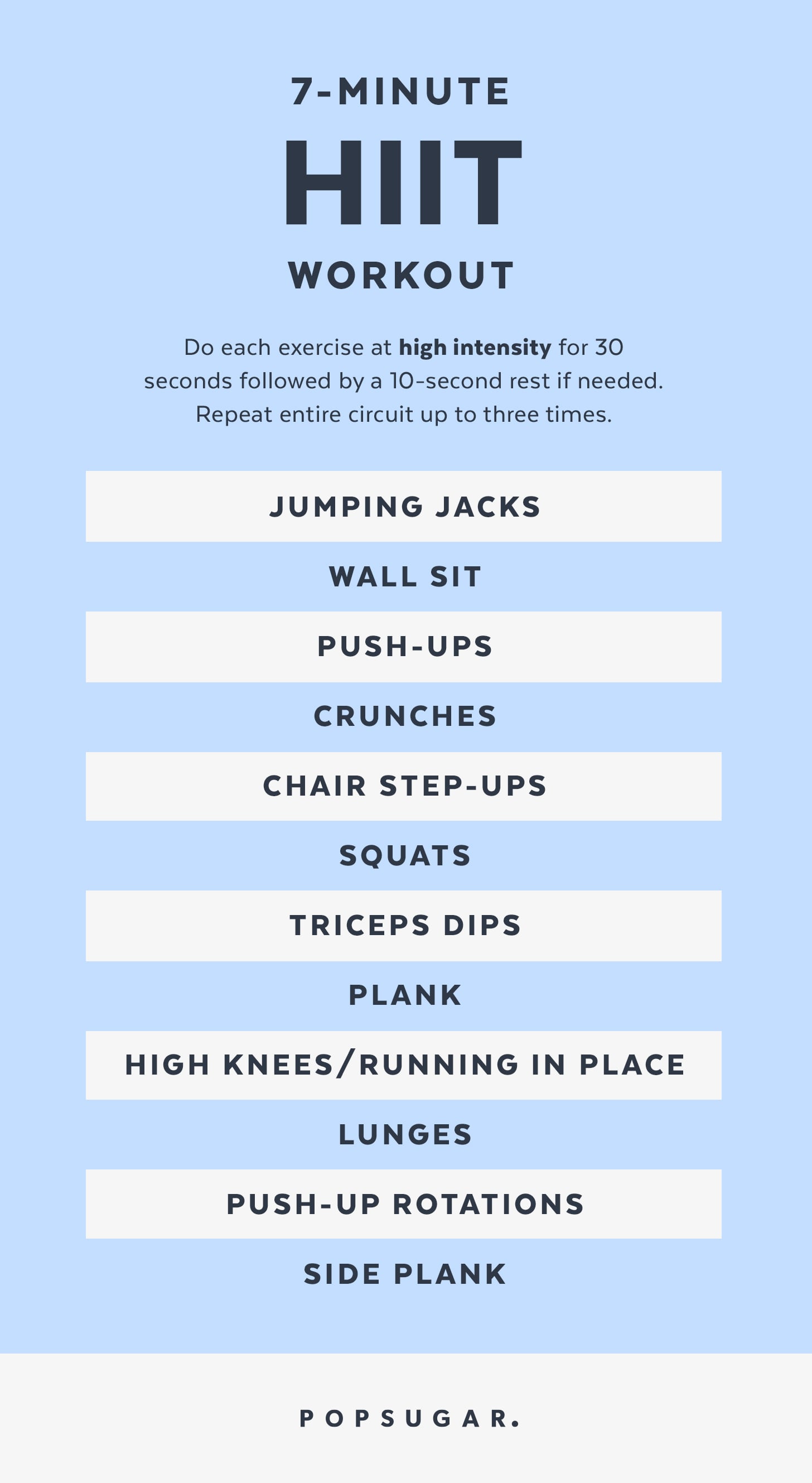7-Minute Workout Printable Poster | POPSUGAR Fitness