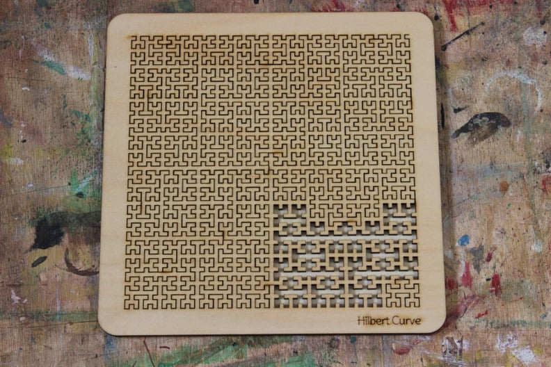 Hilbert Curve Wooden Fractal Tray Puzzle