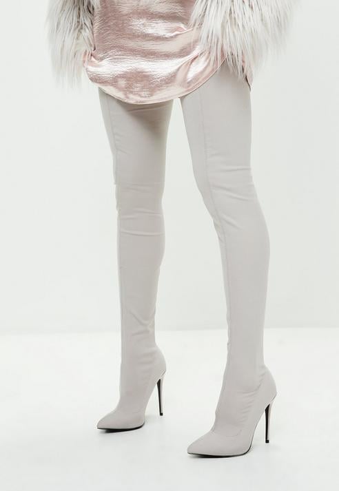 Missguided Gray Thigh-High Boots 