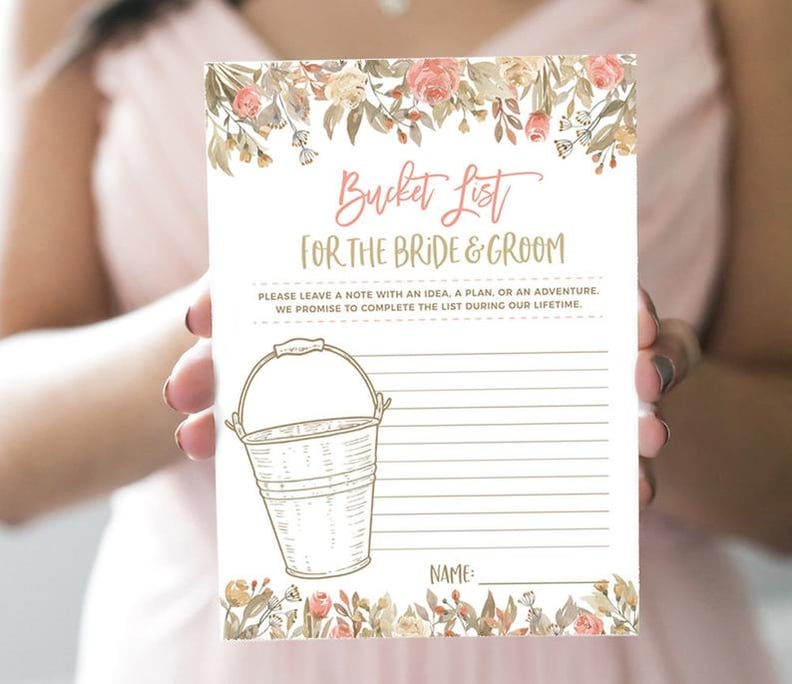 Bucket List Printable Bridal Shower Game