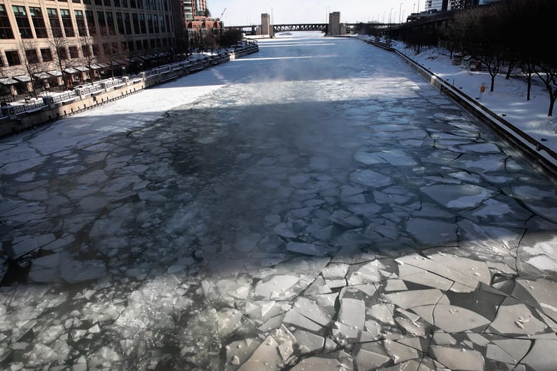 The Chicago River Was Covered in Chunks of Ice