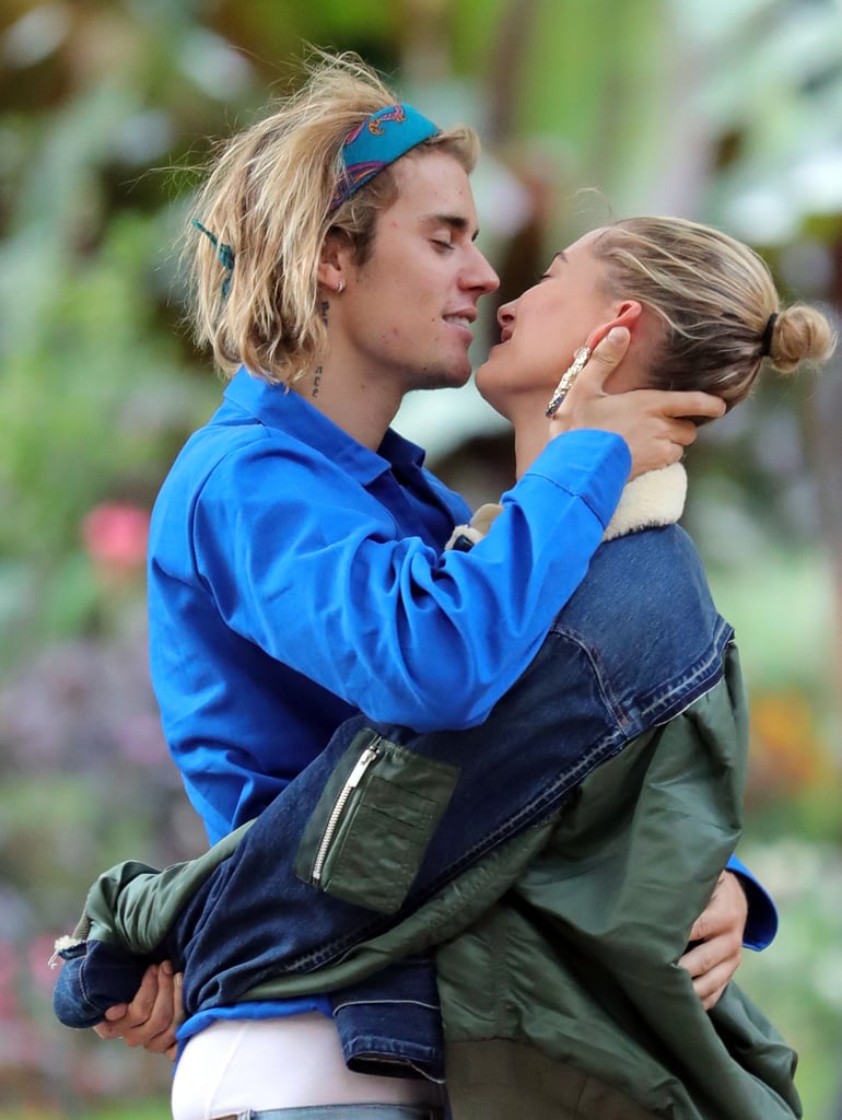 Hailey Baldwin Black Leather Pants With Justin Bieber 2018