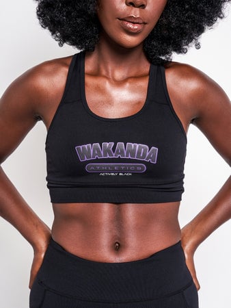 Black Padded Panther Sports Bra main image 0