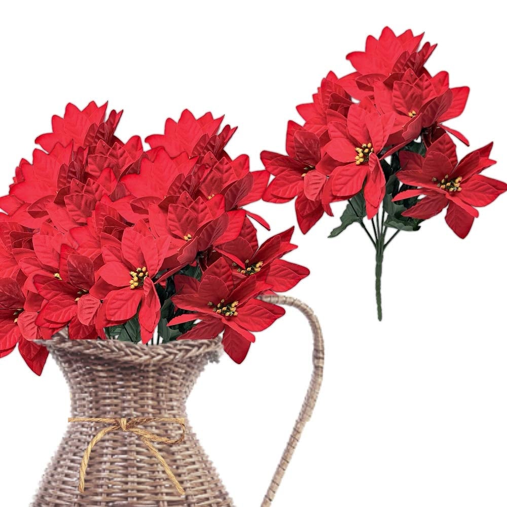 Banberry Designs Poinsettia Flowers Pick Set of 4