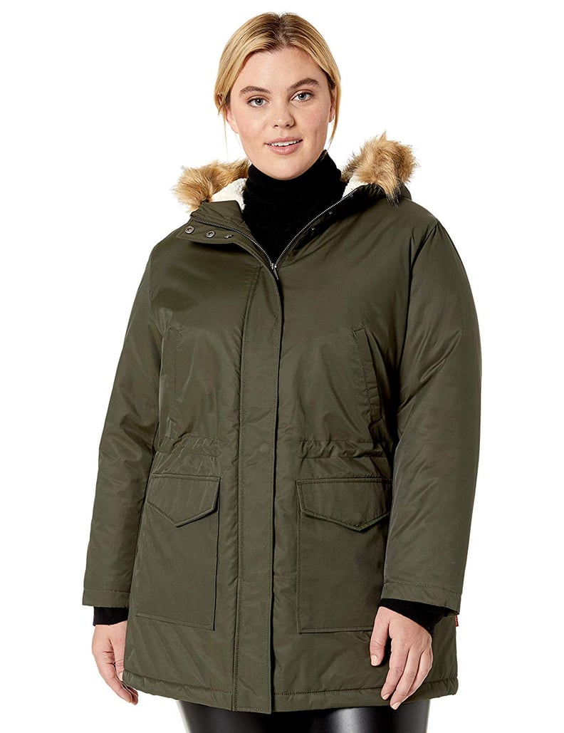 Winter Warm Sherpa Lined Coats Jackets for Women Plus Size Hooded Parka  Faux Suede Long Pea Coat Outerwear Green, 4X-Large