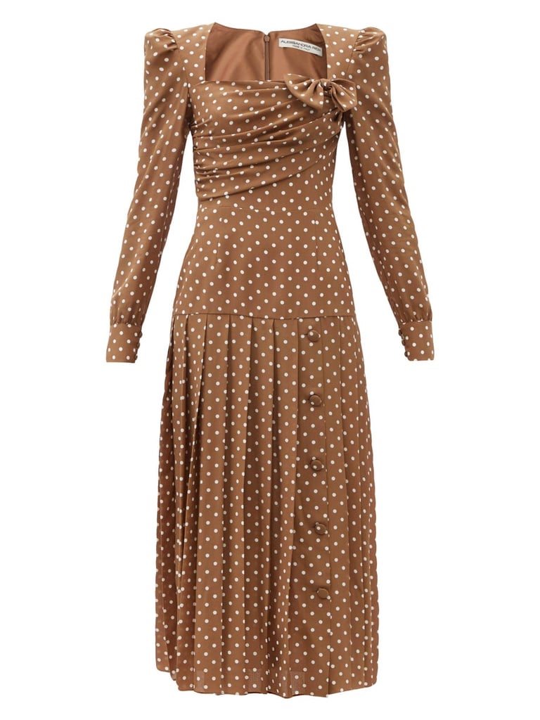 Alessandra Rich Polka-Dot Bow-Embellished Silk-Crepe Dress