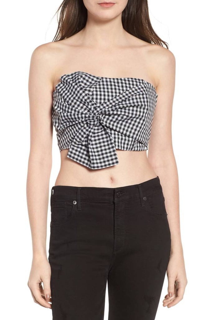 Socialite Twist Front Gingham Crop Top