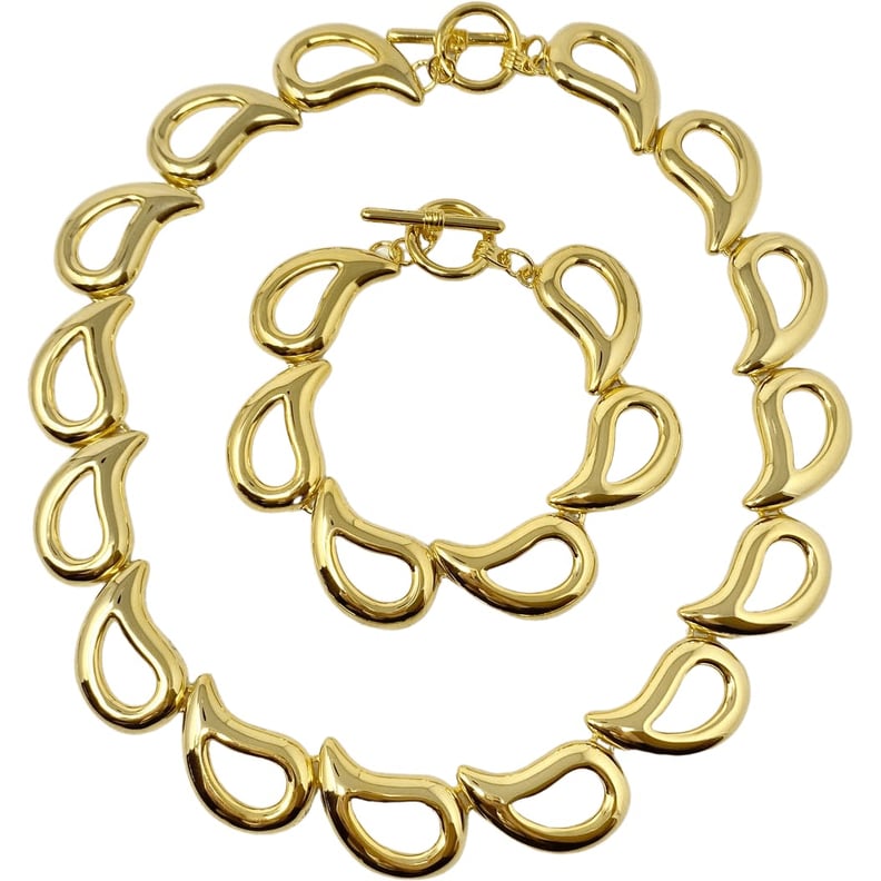 Thrilling Vintage 90’s Gold Necklace and Bracelet Set