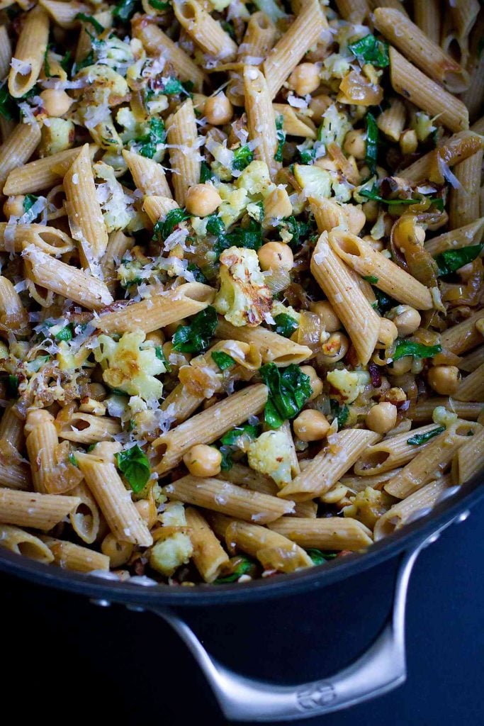 Easy Vegetarian Recipe: Vegetarian Chickpea Pasta With Roasted Cauliflower