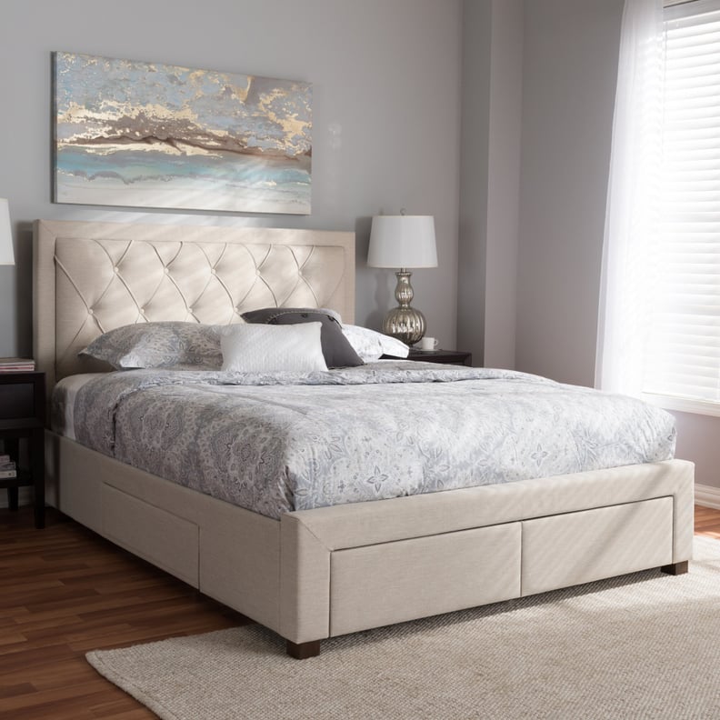 A Tufted Bed Frame: Tantallon Upholstered Storage Platform Bed