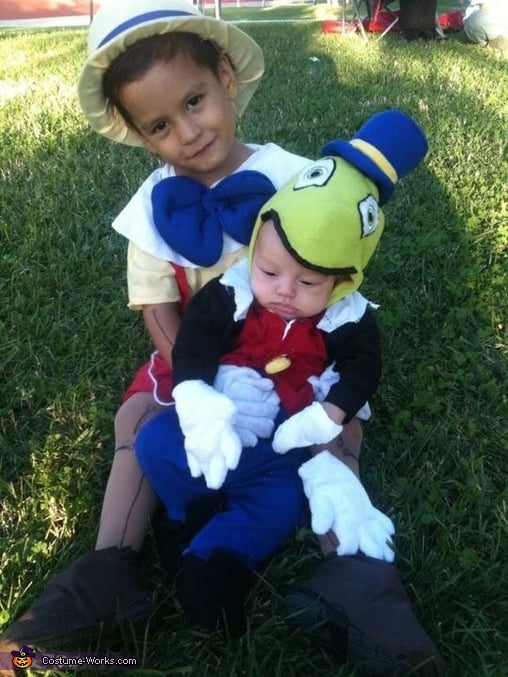 Pinocchio And Jiminy Cricket Matching Sibling Costumes