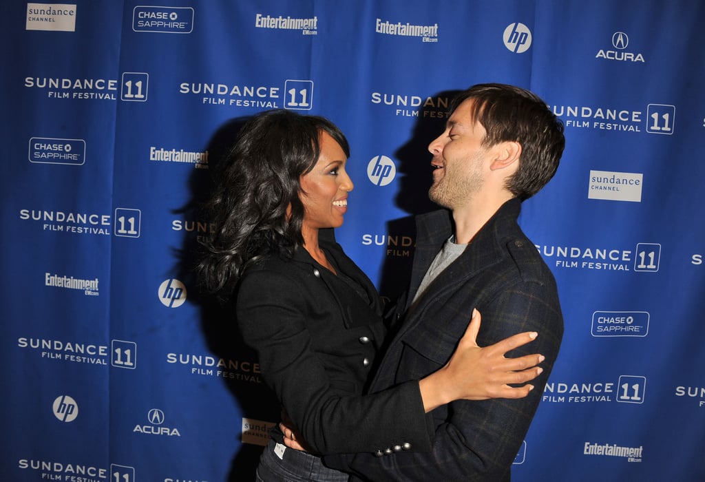 Kerry Washington got a big hug from Toby Maguire at the premiere of The Details in 2011.