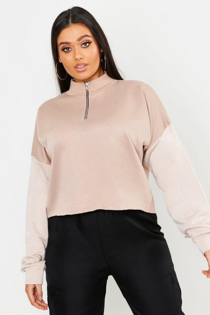 Boohoo Colorblock Tonal Cropped Sweat