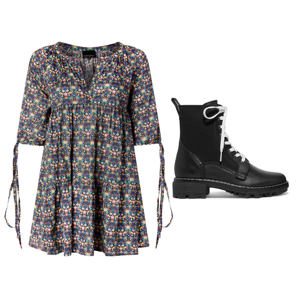 Cynthia Rowley Plus Size Penelope Orange Blossom Dress + Rag & Bone Shiloh Leather Ankle Boots
